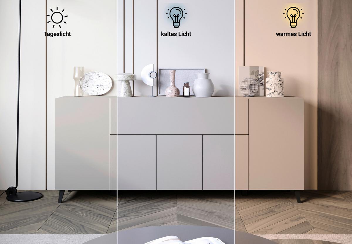 Sideboard Phuket Kaschmir - Kaschmir/Beige, Design, Holzwerkstoff/Kunststoff (180/76/37,5cm) - P & B