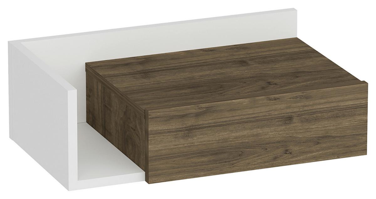 Nachttisch Hephaistos ca. 60x21,4x35cm Weiß,Walnuss - Walnussfarben/Weiß, Design, Holzwerkstoff (60/21,4/35cm) - MID.YOU