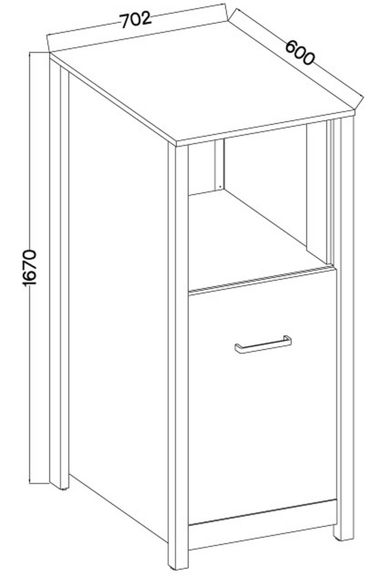 Geräteumbauschrank Venet Anthrazit/Artisan Eiche - Anthrazit/Schwarz, MODERN, Holzwerkstoff/Metall (70/167/60cm) - Mömax