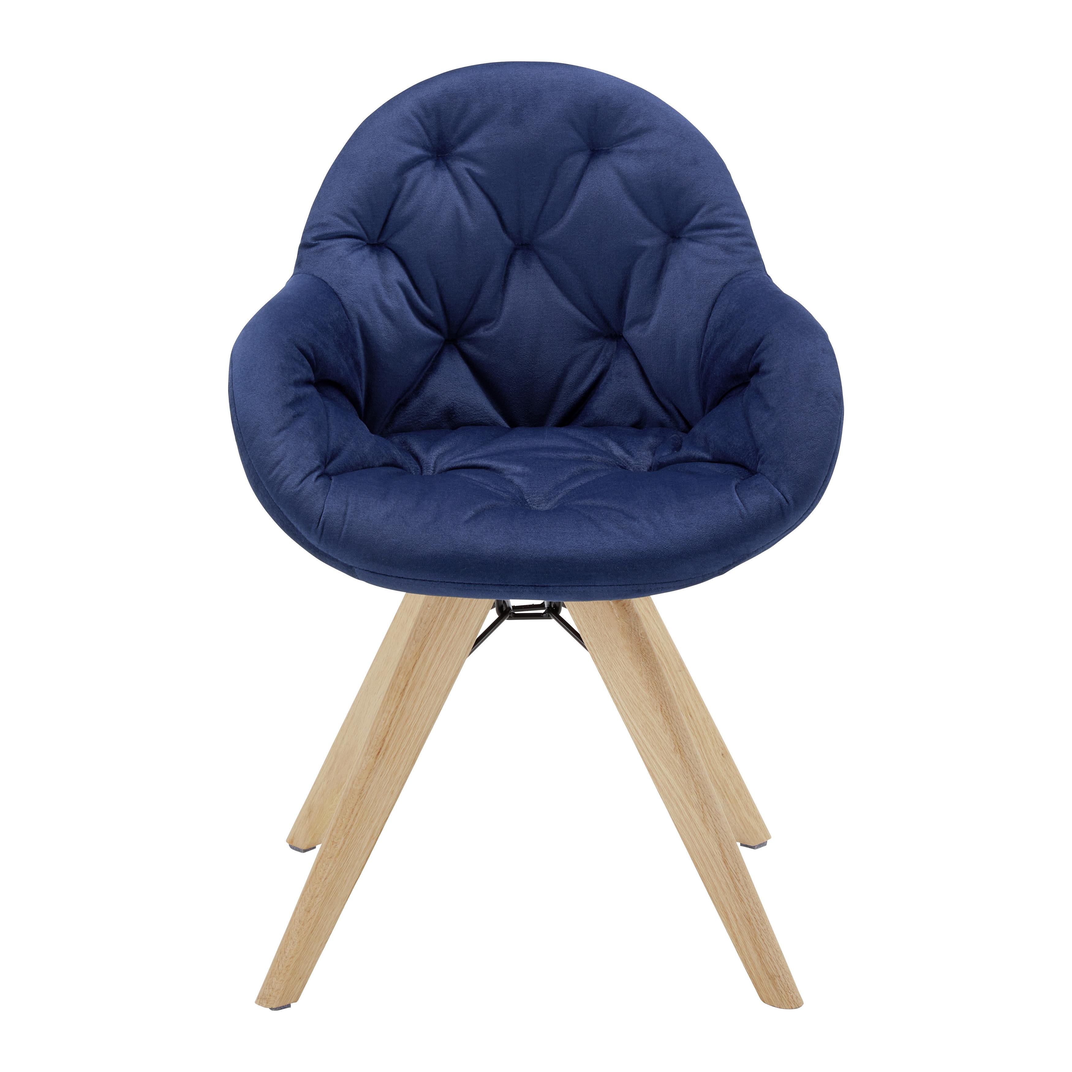 Armlehnstuhl "Lore" drehbar, blau, Echtholz Beine - Blau/Naturfarben, MODERN, Holz/Textil (59/84/60cm) - Bessagi Home