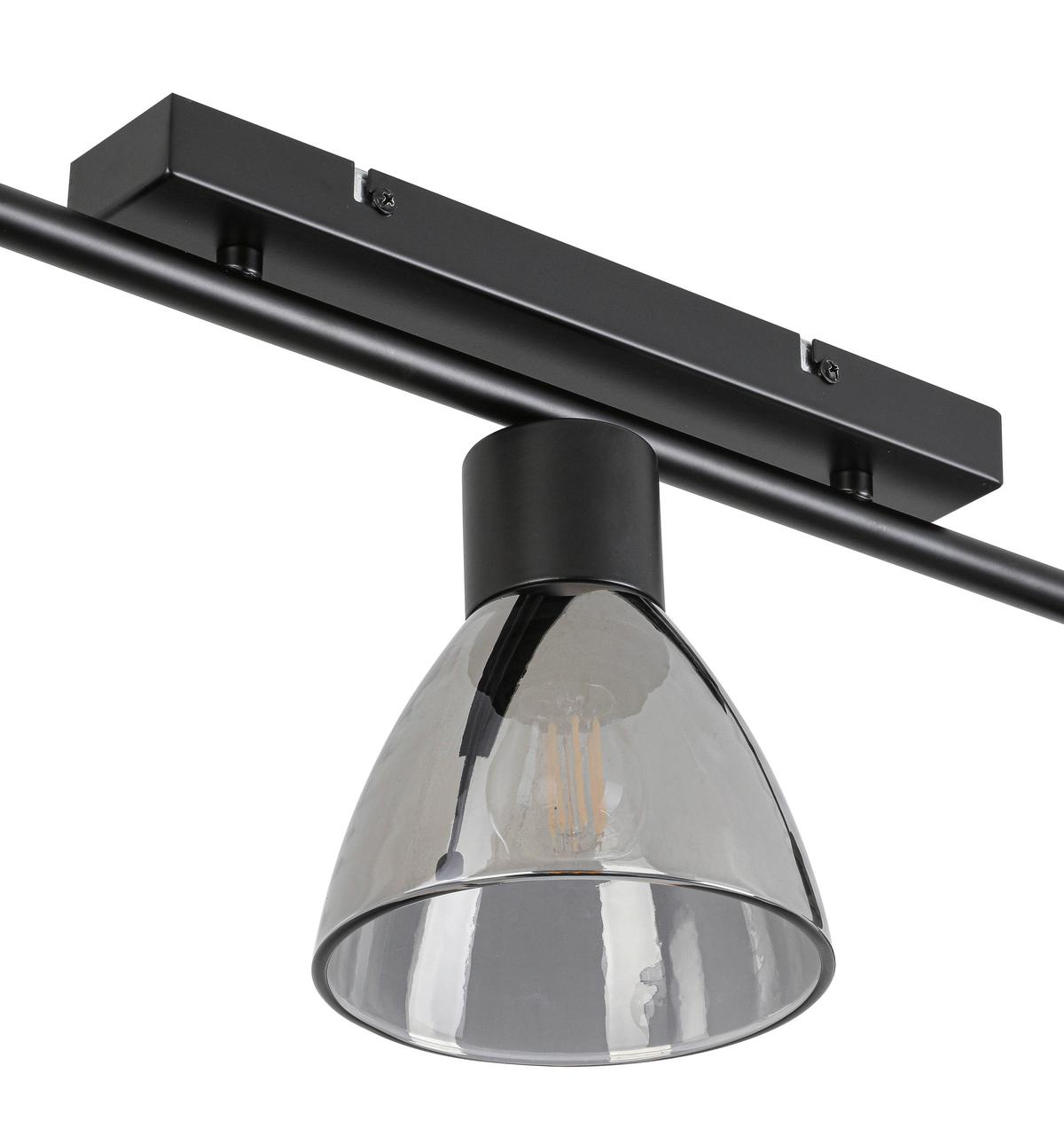 Stropna Svetilka Komol - črna/prosojno, Moderno, kovina/steklo (66/13/22cm) - Modern Living