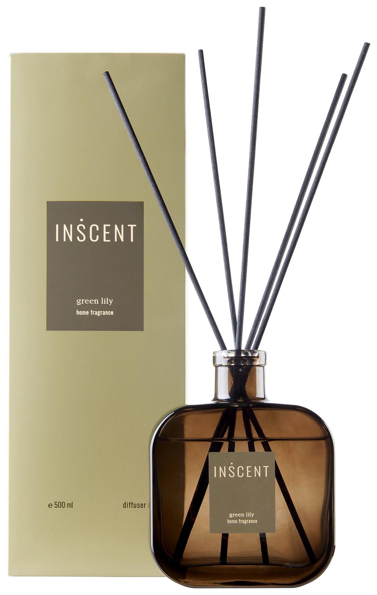 Raumduft Green Lily in Dunkelgrün ca. 500ml - Klar/Dunkelgrün, Design, Glas (500ml) - Inscent