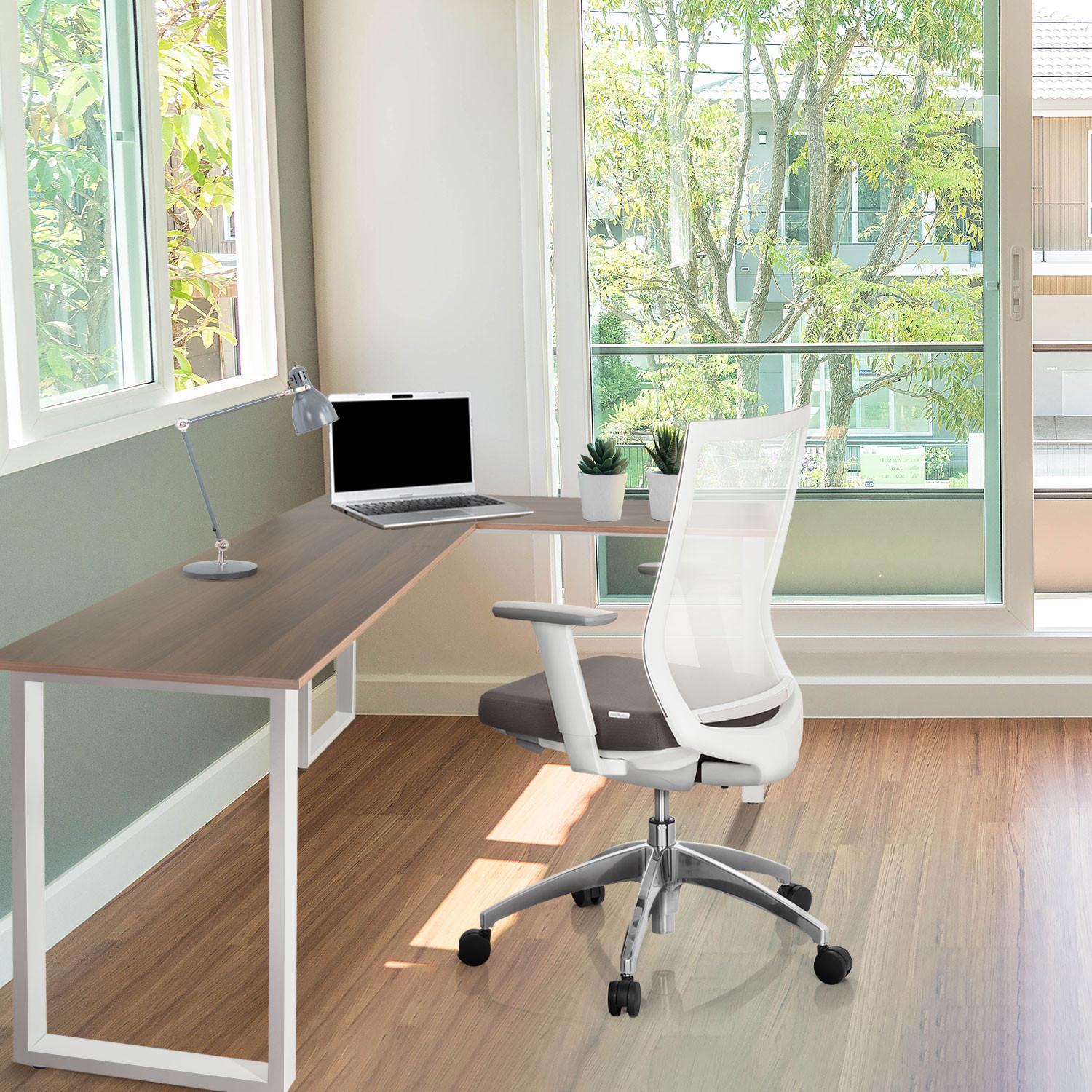 Kotna Pisalna Miza Workspace Basic I, Barva Oreha, Bela - barva oreha/bela, Basics, kovina/leseni material (165/120/75cm) - MID.YOU