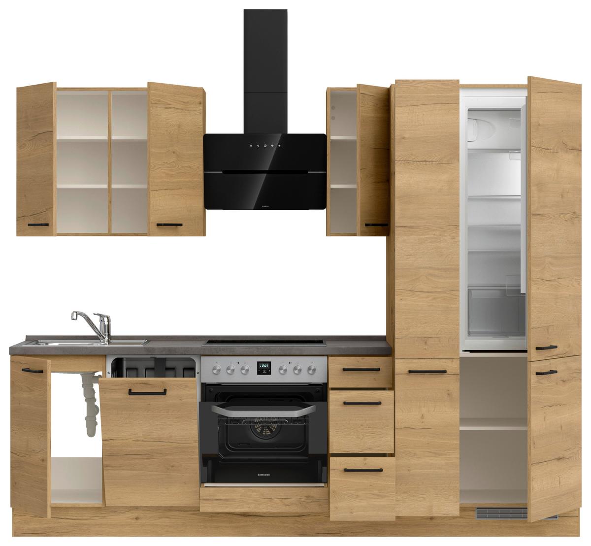 Küchenleerblock Structura High o. Geräte Eiche - Schieferfarben/Eichefarben, MODERN, Holzwerkstoff/Metall (270cm) - Nobilia