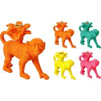 Gyertyatartó Monkey - sárga/pink, műanyag (18/9/16cm)