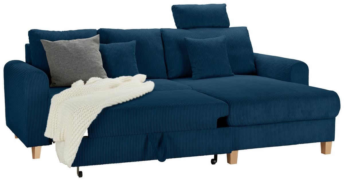 Kutna Garnitura Lille - svijetlo smeđa/plava, Moderno, tekstil/drvo (232/110/156cm) - Best Price