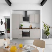 Küchenblock Touch High m. Geräten Grau - Eiche dunkel/Edelstahlfarben, MODERN, Holzwerkstoff/Metall (240cm) - Nobilia