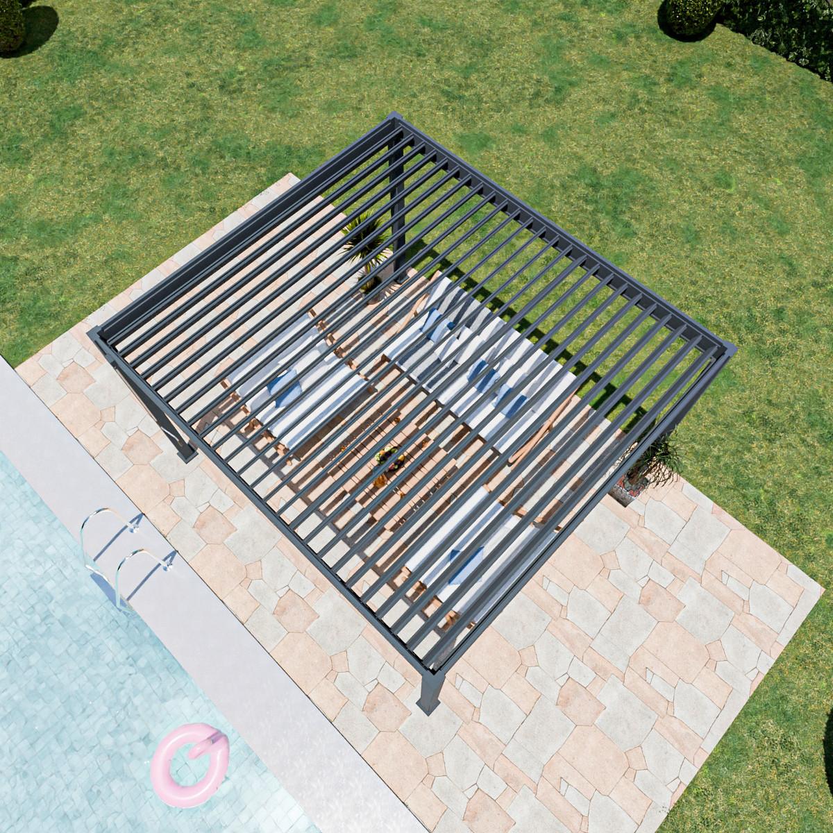 Pergola Superior, Antracit, 3,6x4m - barve grafita, Basics, kovina (360/255/400cm) - Gardenson