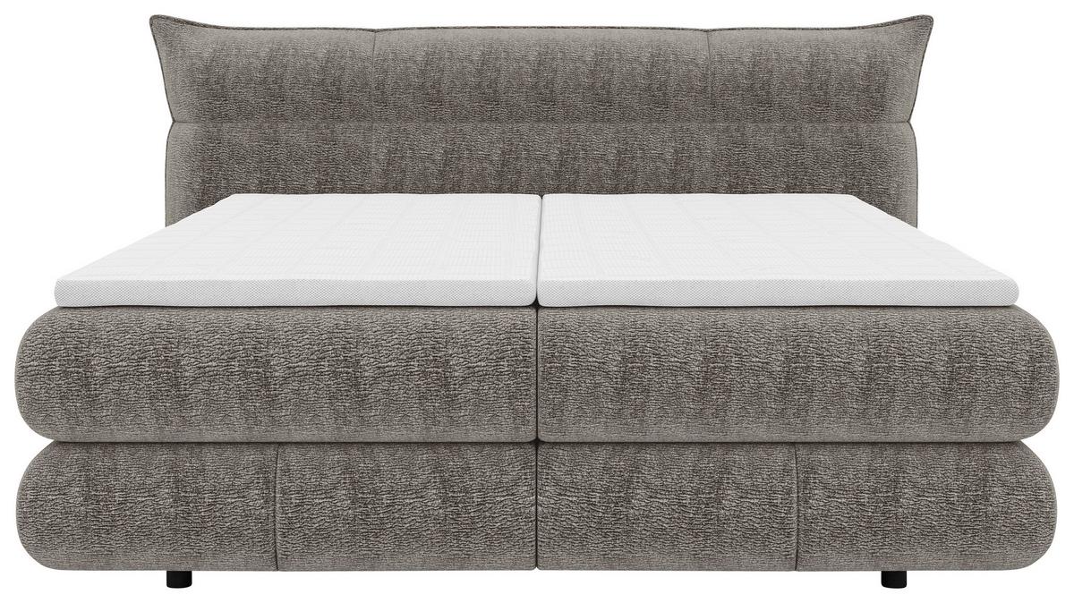 Boxspringbett Auris Dunkelgrau ca. 180x200cm - Dunkelgrau/Schwarz, KONVENTIONELL, Kunststoff/Textil (180/200cm) - Sembella