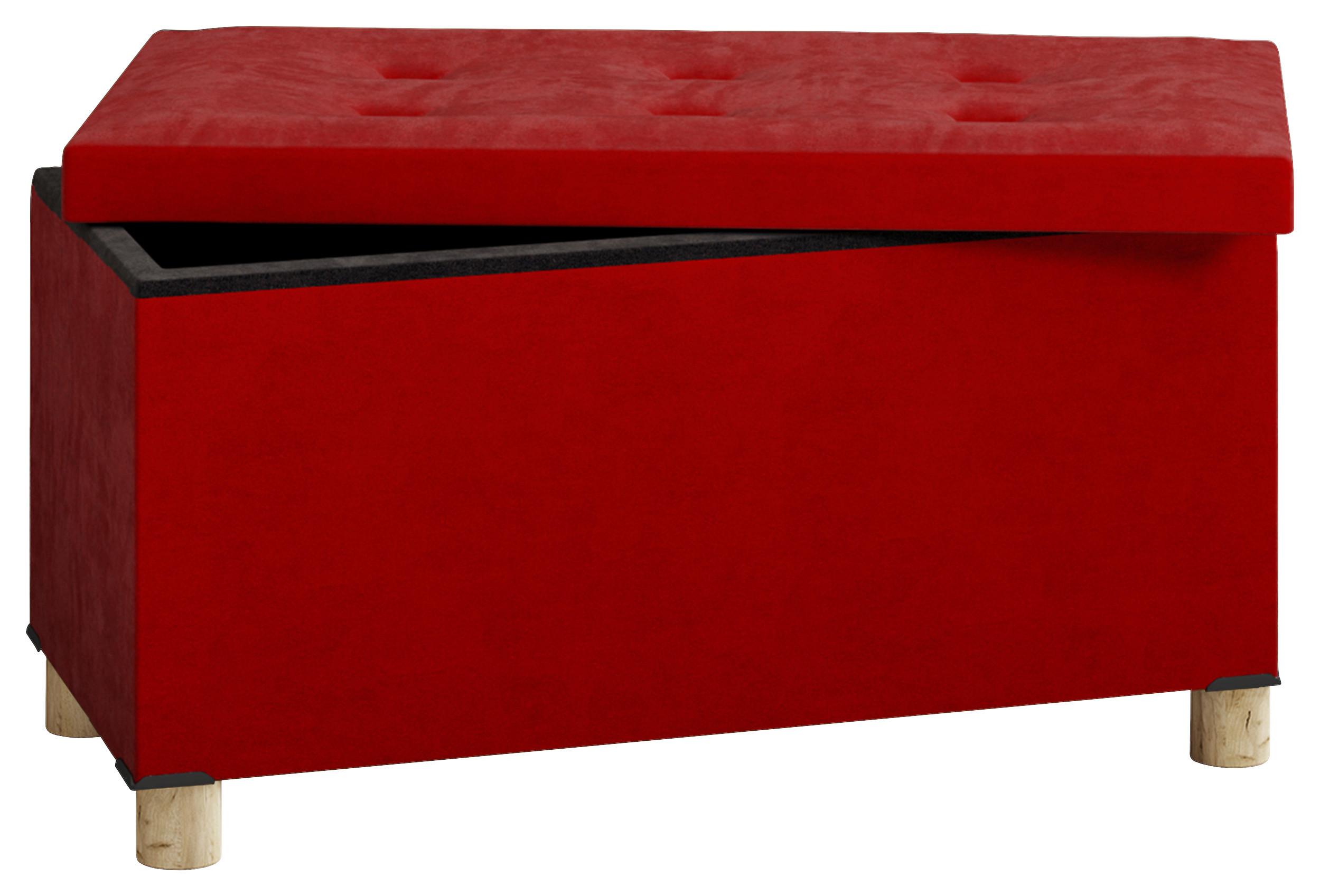 Klop S Skrinjo Sizos L, Rdeča - rdeča/rjava, Moderno, tekstil/leseni material (76/40/38cm) - MID.YOU