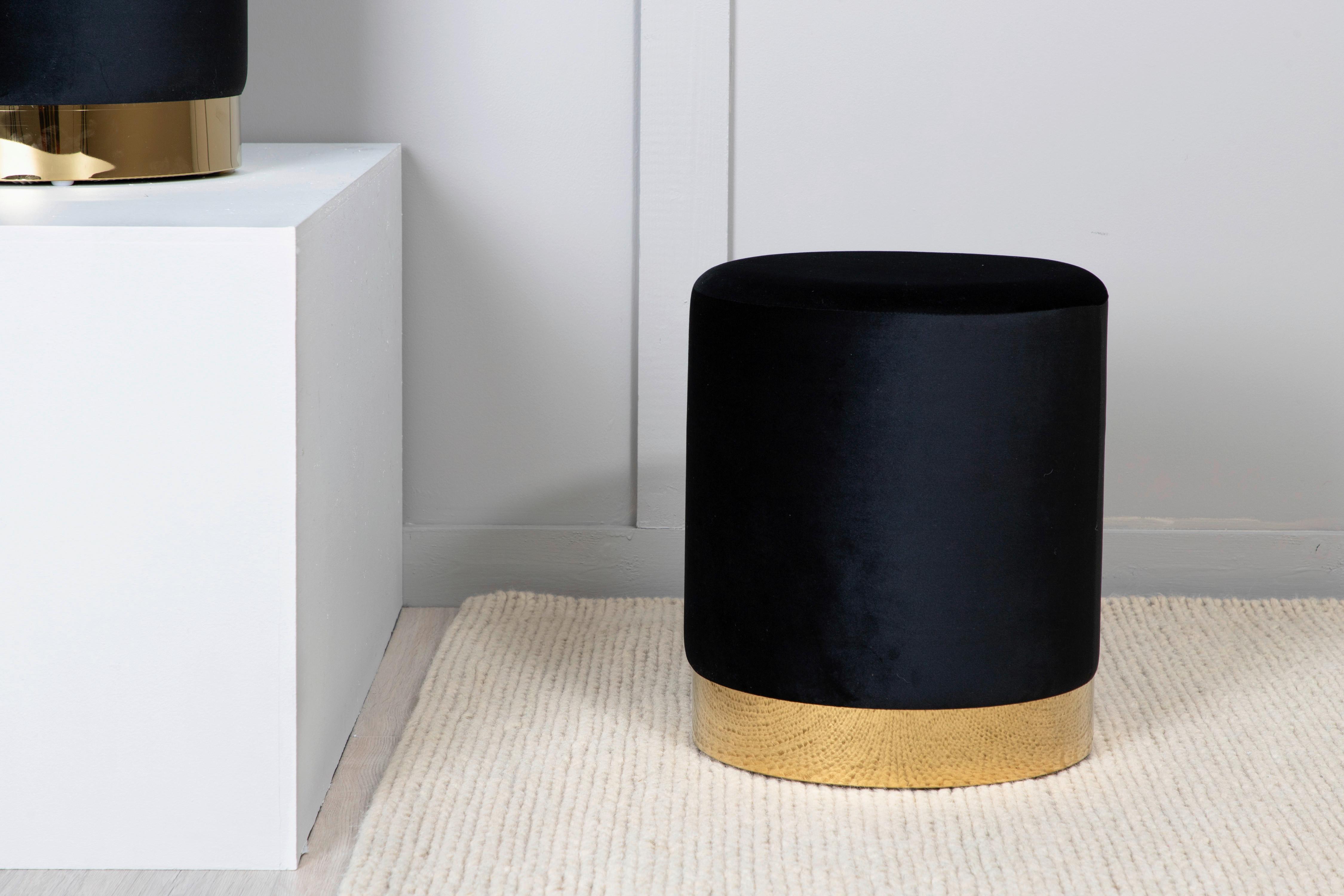 POUF BENJI - Goldfarben/Schwarz, Basics, Kunststoff/Textil (35/42.5/35cm) - Livetastic