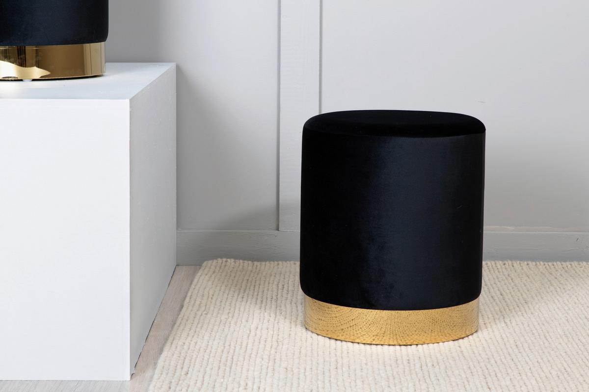 POUF BENJI - Goldfarben/Schwarz, Basics, Kunststoff/Textil (35/42.5/35cm) - Livetastic