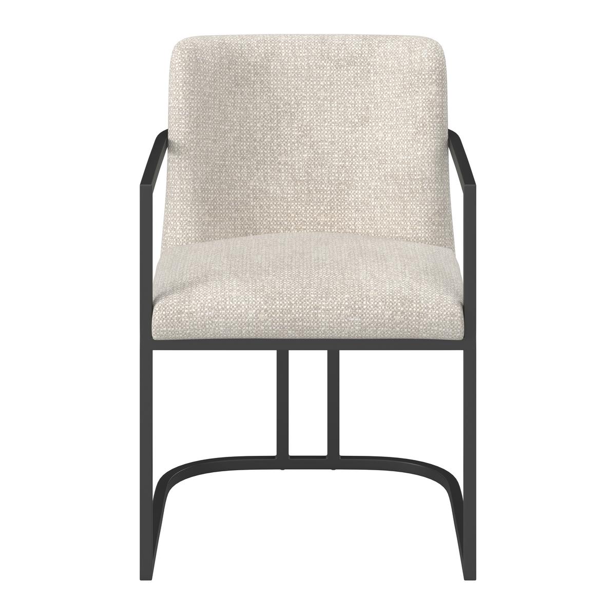 Armlehnstuhl Amara Hellgrau Webstoff Gepolstert - Hellgrau/Schwarz, MODERN, Holz/Textil (55/81,5/60cm) - Bessagi Home