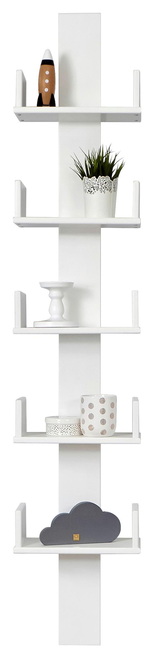 Stenski Regal Pepe, Bukev, Masivno, Bela - bela, Moderno, les (35/180/17cm) - MID.YOU