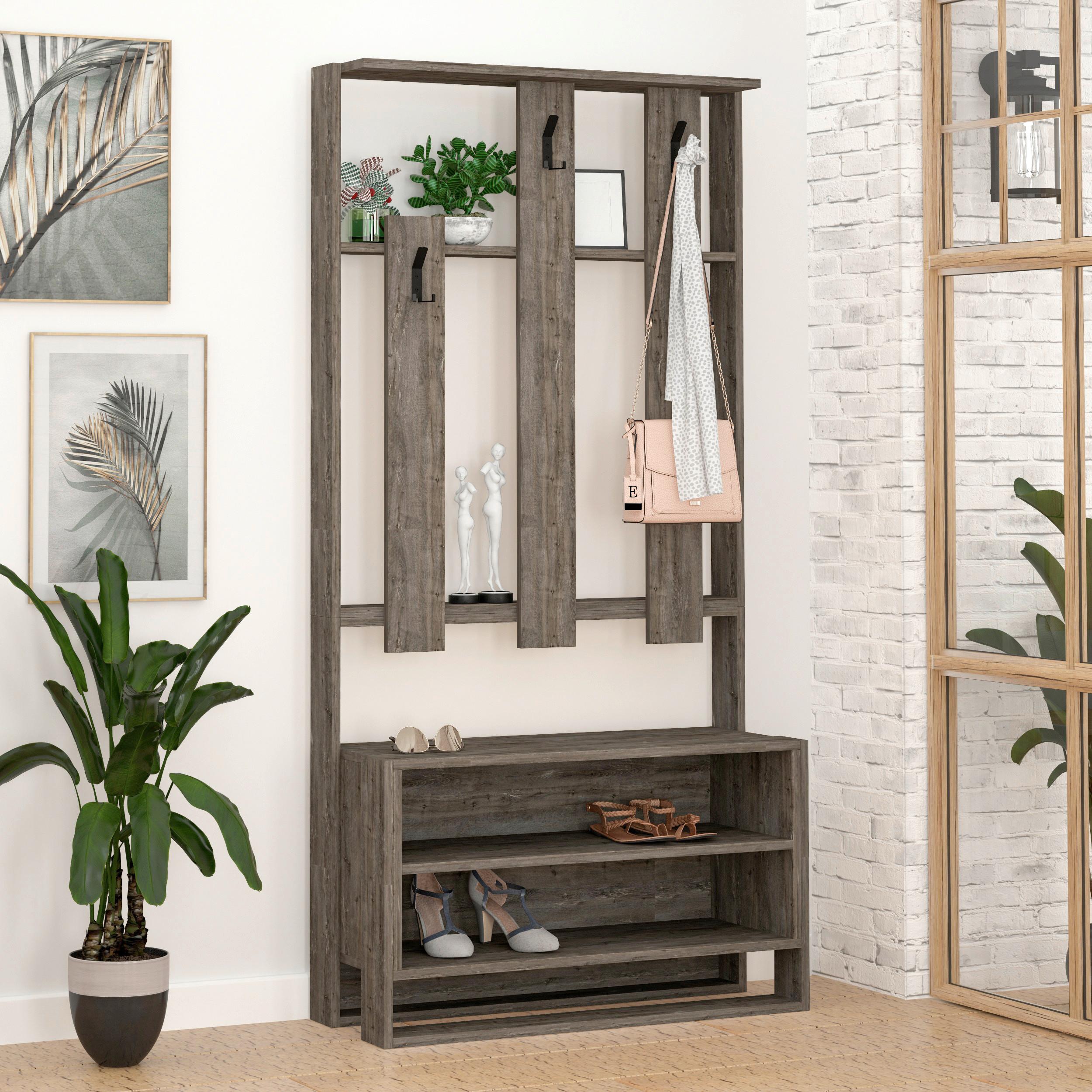 ARMOIRE DE GARDE-ROBE CHESTER HALL STAND - chêne foncé, Design, matériau de bois (90/180/36cm) - Livetastic