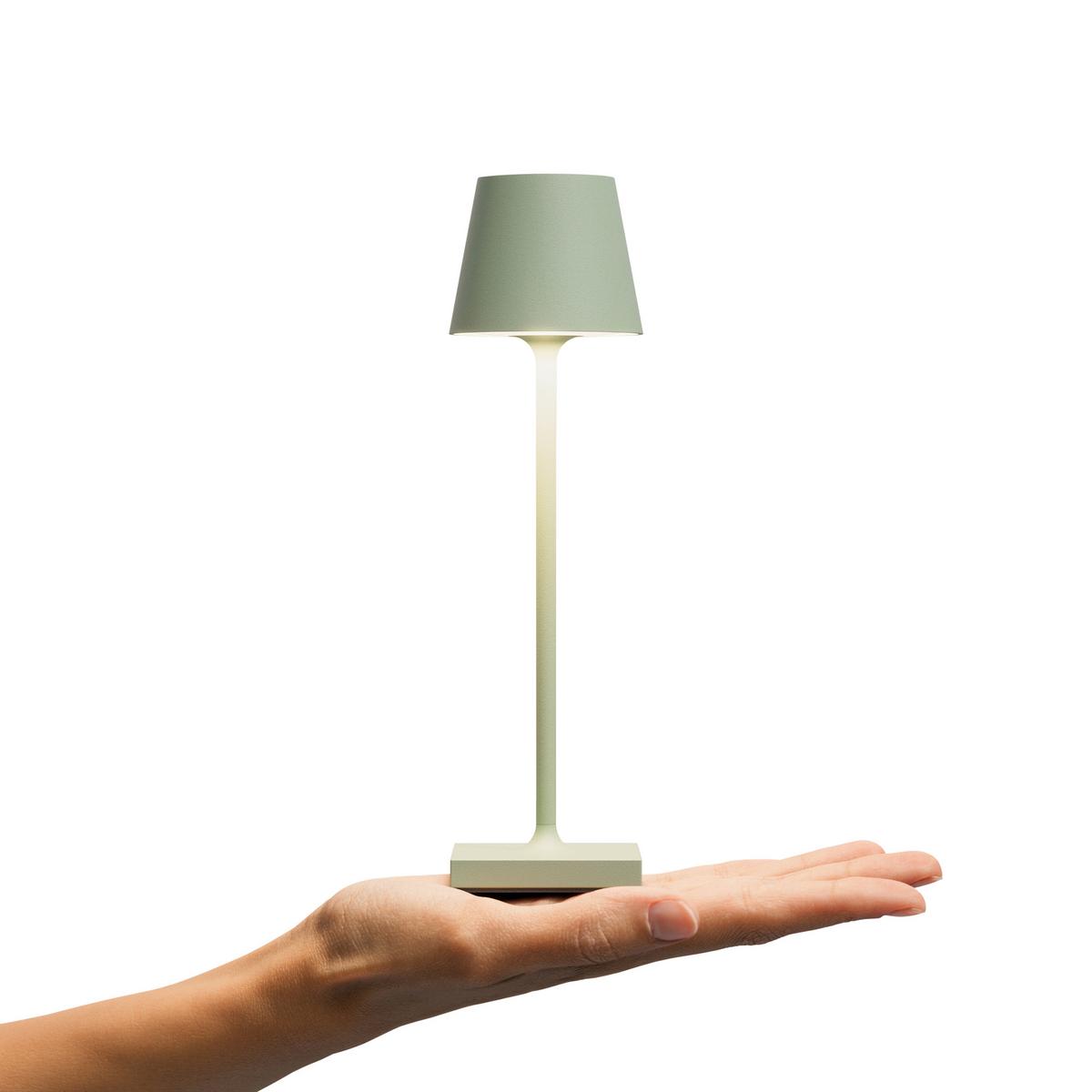 LAMPA STOŁOWA Z AKUMULATOREM 4543501 NUINDIE POCKET - szałwiowy, Basics, metal (5,6/5,6/21cm) - Sigor