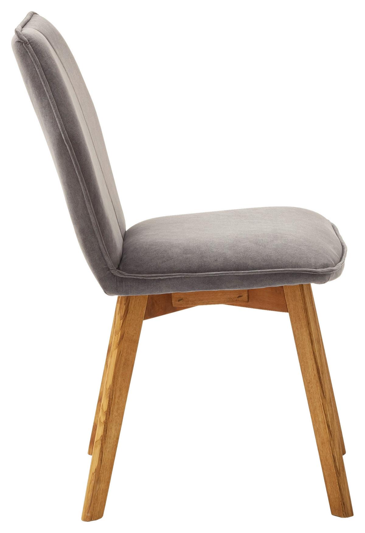 KRZESŁO MAKALU - kolor dębowy/szary, Design, drewno/tkanina (43/87/63cm) - Livetastic