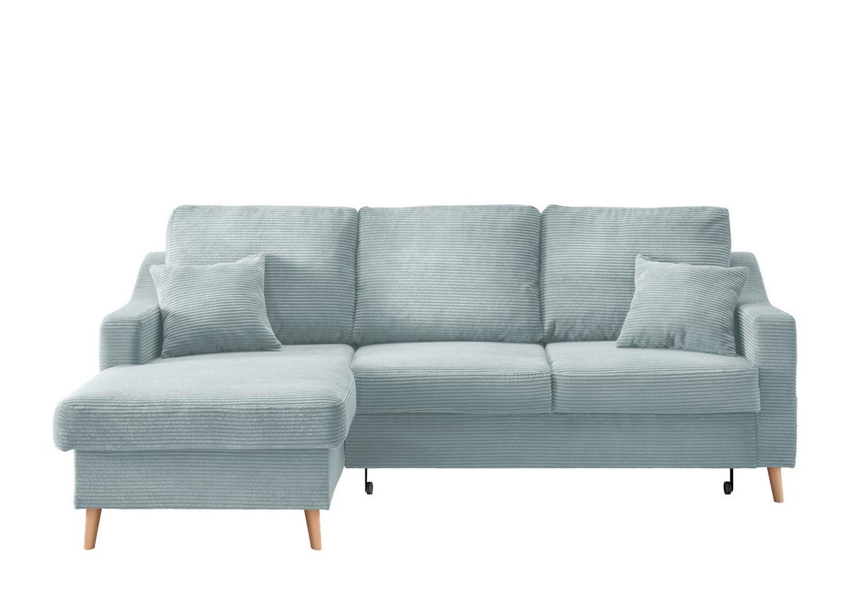 Ecksofa Valentina Hellblau Cord - Naturfarben/Hellblau, Design, Holz/Textil (150/228cm) - P & B