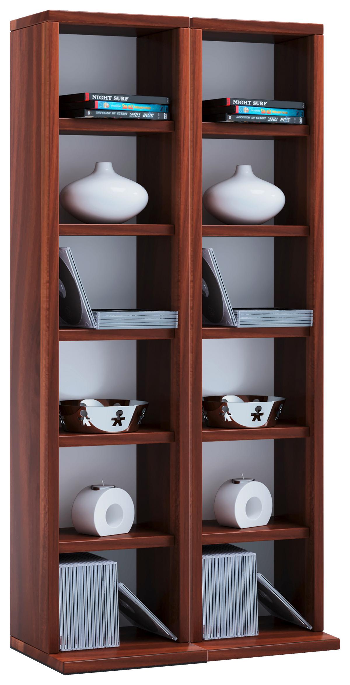 CD-Regal Milano in Nussbaumfarbe, B: 42 cm - Nussbaumfarben, KONVENTIONELL, Holzwerkstoff (42/92/20cm) - MID.YOU