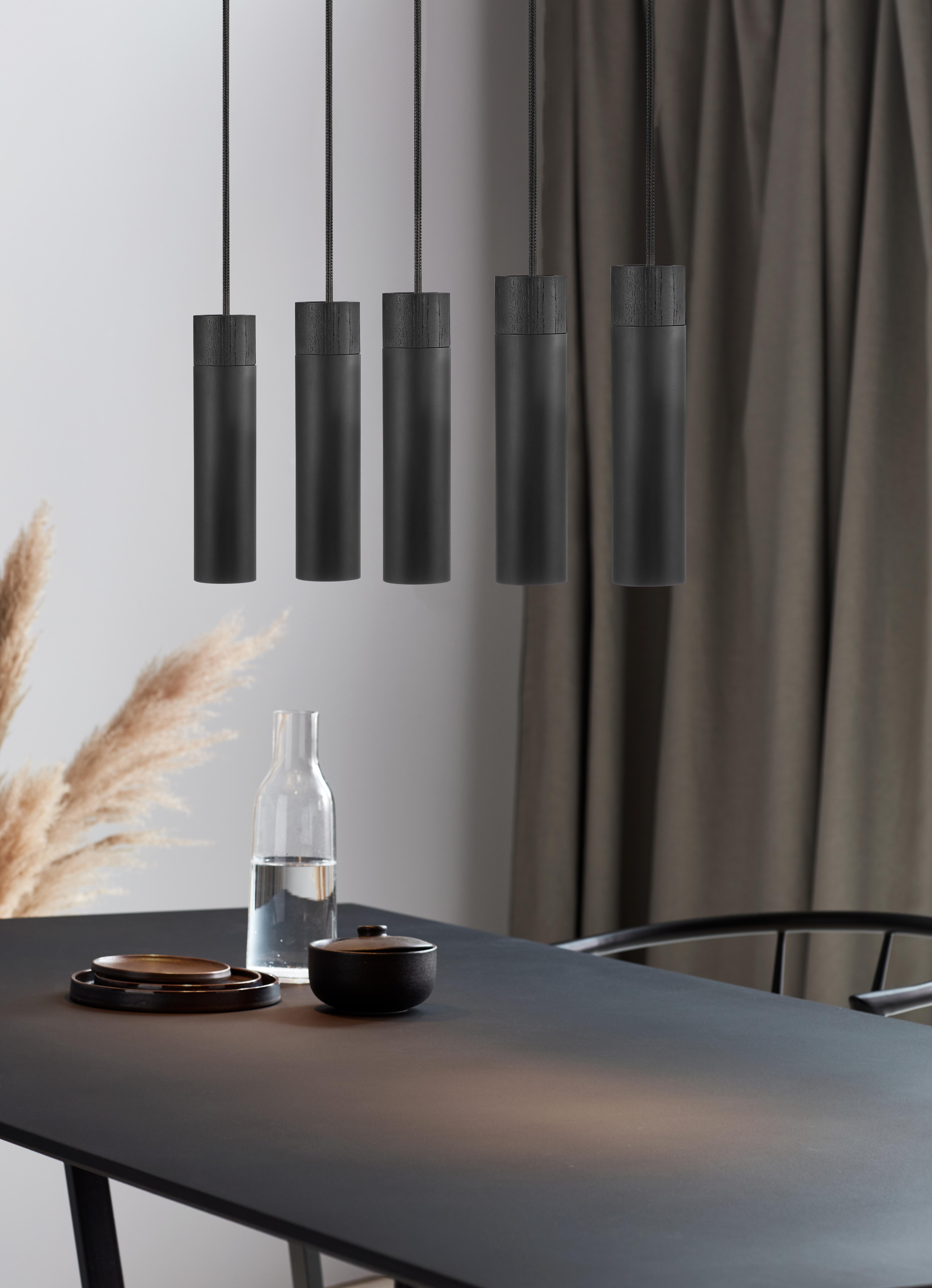 LAMPA WISZĄCA 2010483003 TILO PELA 5 CZARNA - czarny, Design, metal/drewno (80/24,6cm) - Nordlux