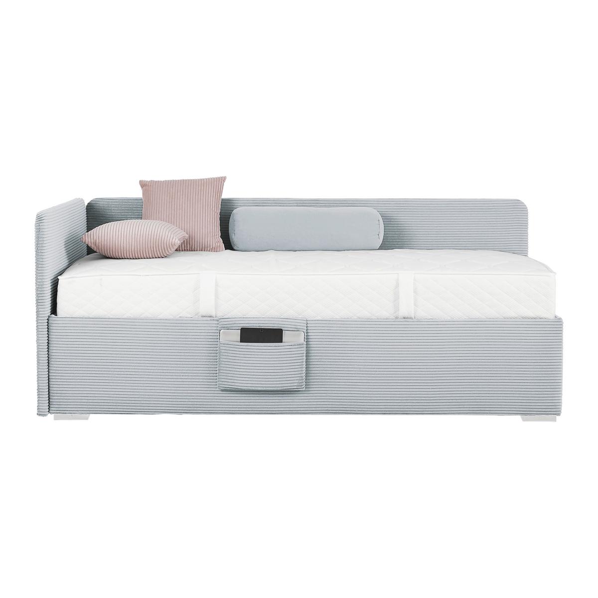 Bett Remi Graublau ca. 90x200cm - Chromfarben/Graublau, KONVENTIONELL, Holz/Kunststoff (90/200cm) - Mömax