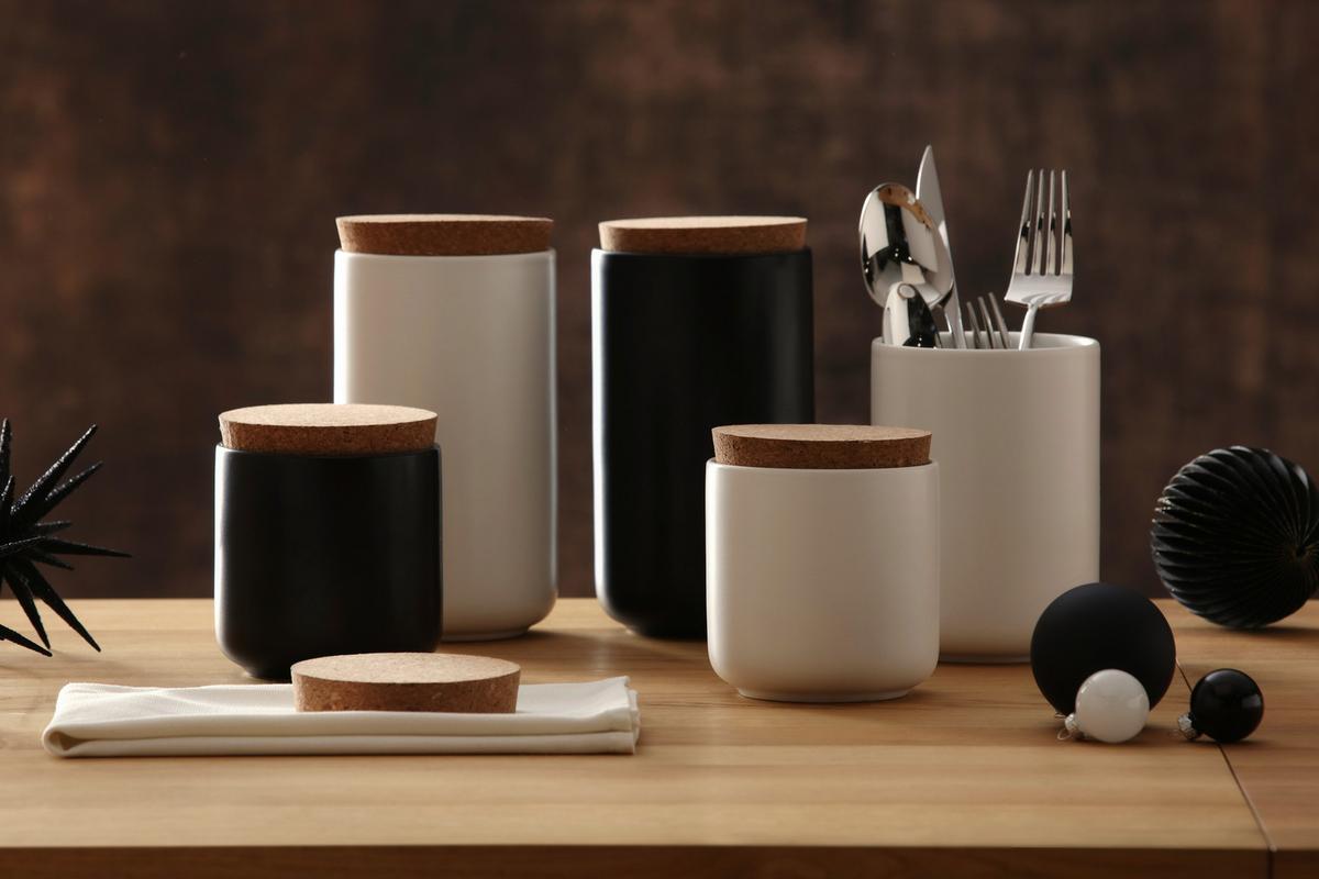 Ételtároló Doboz Svea-L - natúr színű/fehér, Modern, fa/kerámia (10/18cm) - Premium Living