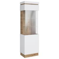 Vitrina Calabria - bijela/boje hrasta, Trend, staklo/drvni materijal (60,1/200,5/40cm) - Modern Living