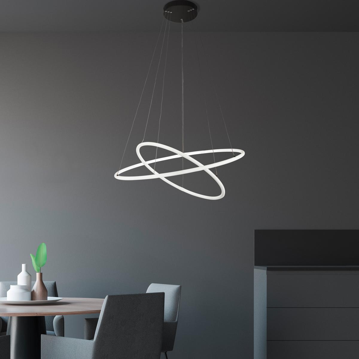 Led Függeszték 40176-2bk - fekete/fehér, Design, műanyag/fém (59/120cm)