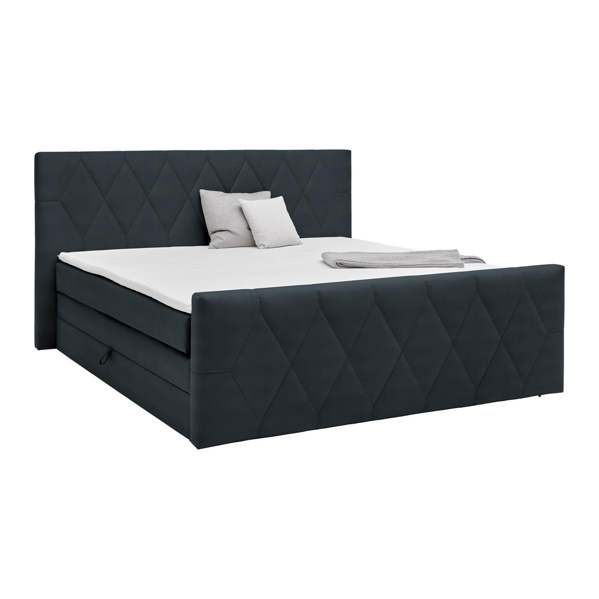 Boxspringbett Josie B Graphitfarben ca. 160x200cm - Graphitfarben/Schwarz, KONVENTIONELL, Holz/Holzwerkstoff (160/200cm) - Mömax