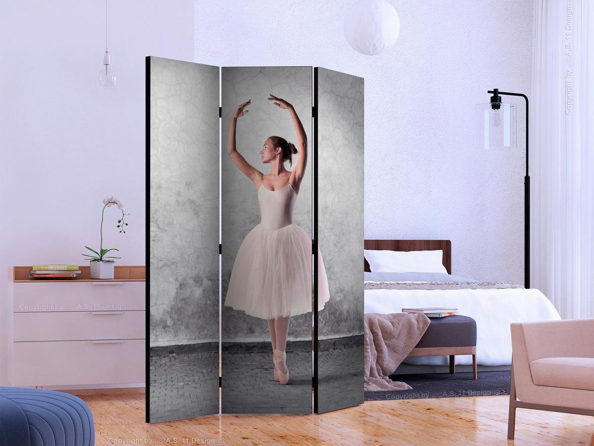 Paravan Ballerina In Degas, 3-Delni, Dvostranski - pink/siva, Basics, tekstil/les (135/172/3cm) - artgeist