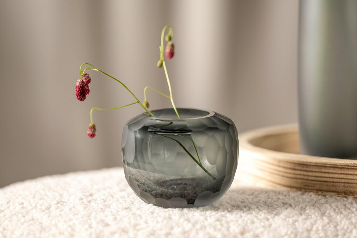 Vase Grau - Grau, Design, Glas (11,00/9,00/11,00cm) - Leonardo
