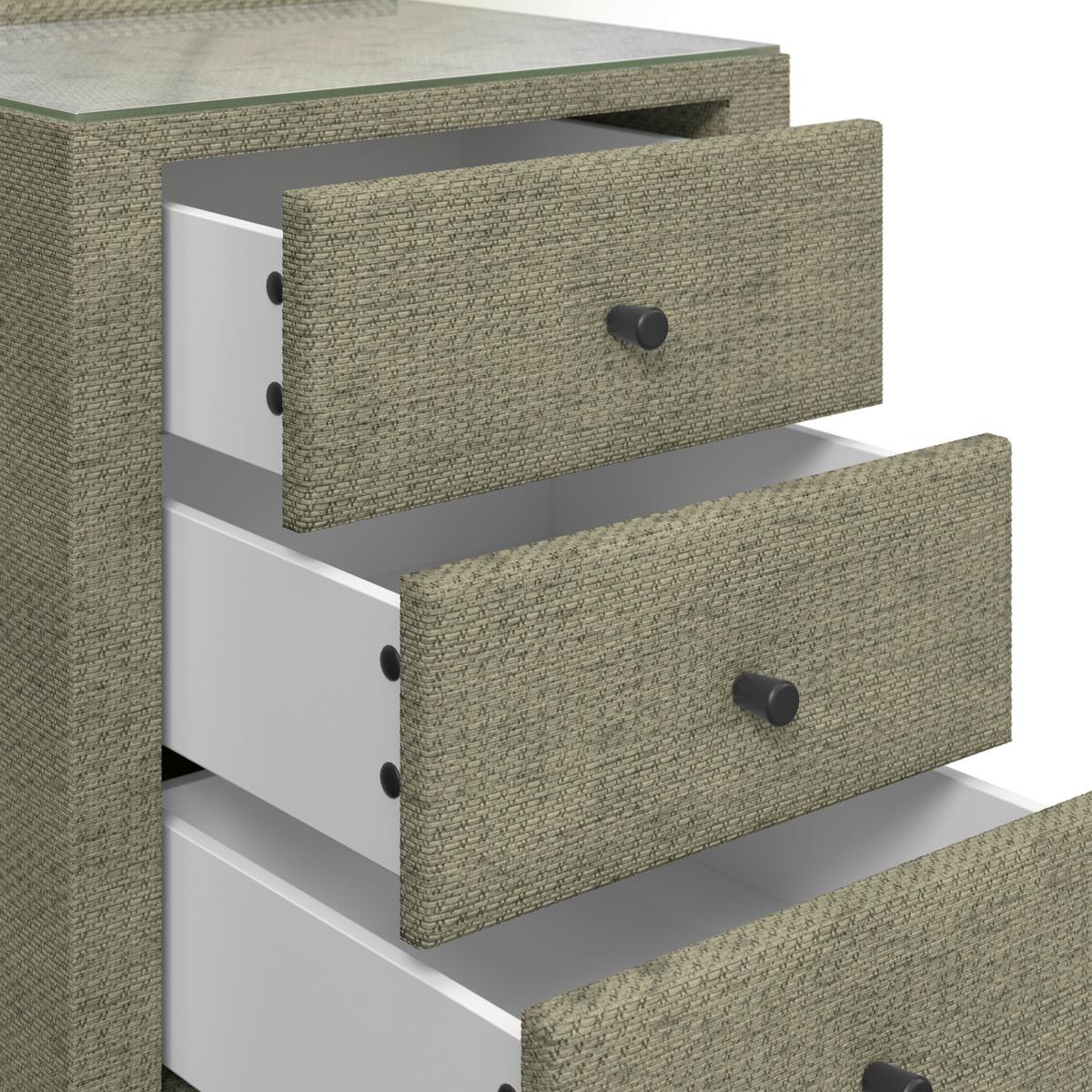 Noćni Stočić Brisbane I - zelena, Trendi, staklo/tekstil (49,5/56,5/46cm) - Premium Living