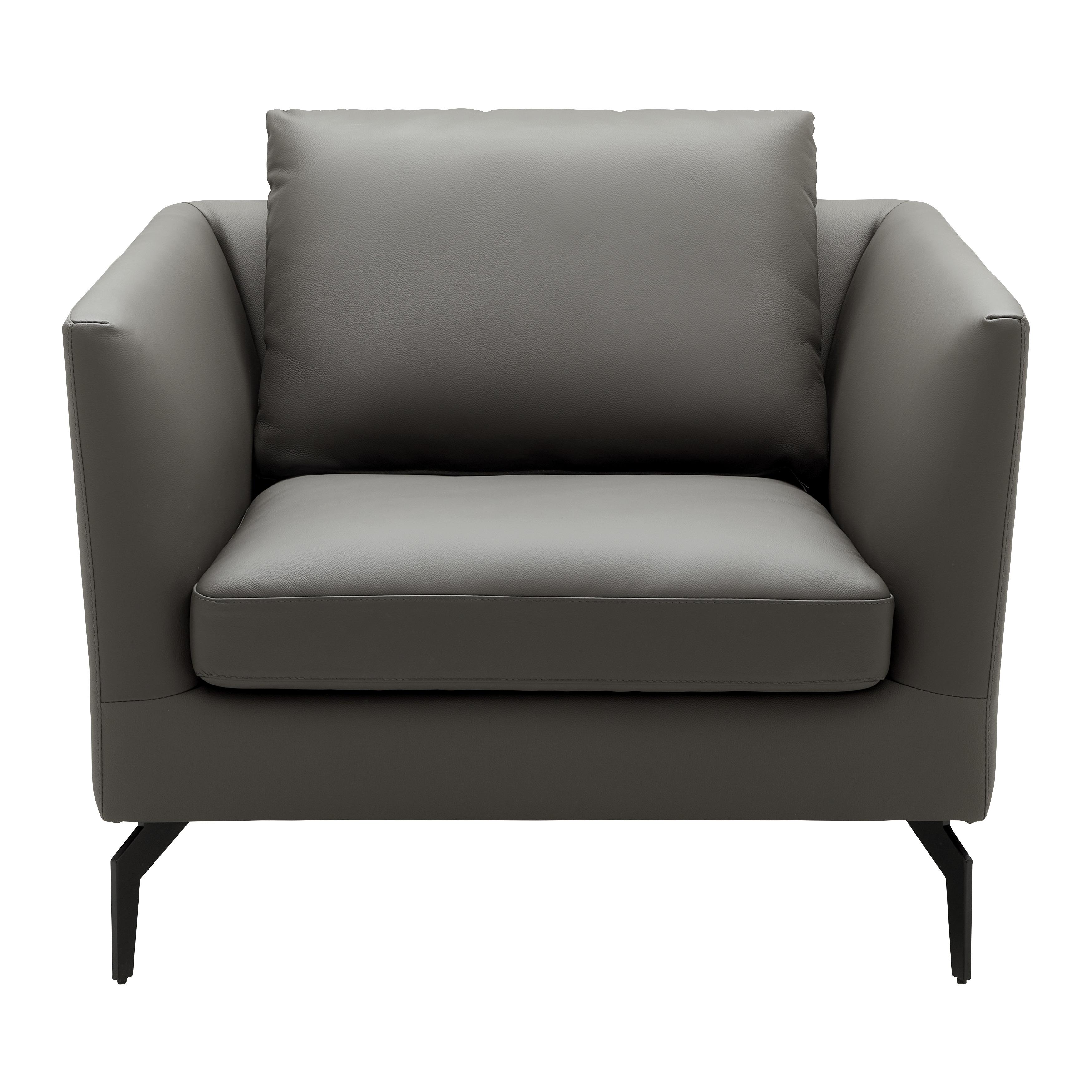 Sessel, grau, "Bella", Leder - Schwarz/Grau, MODERN, Leder/Holz (95/78/90cm) - Bessagi Home