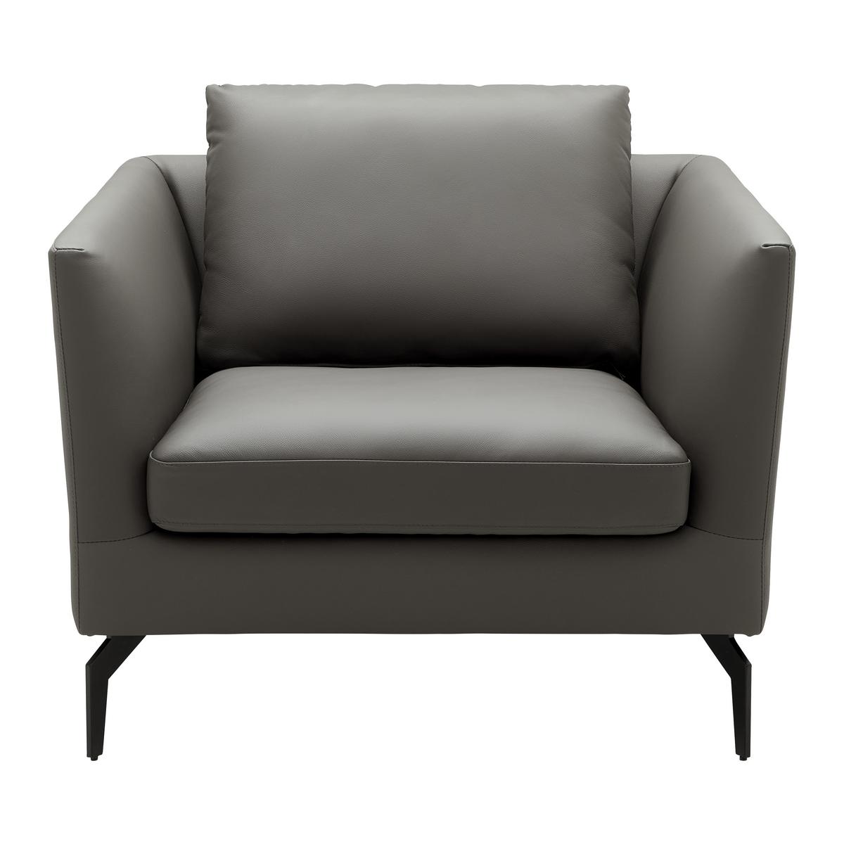 Naslanjač Chesterfield Bella, Usnjen - siva/črna, Moderno, kovina/tekstil (95/78/90cm) - Bessagi Home