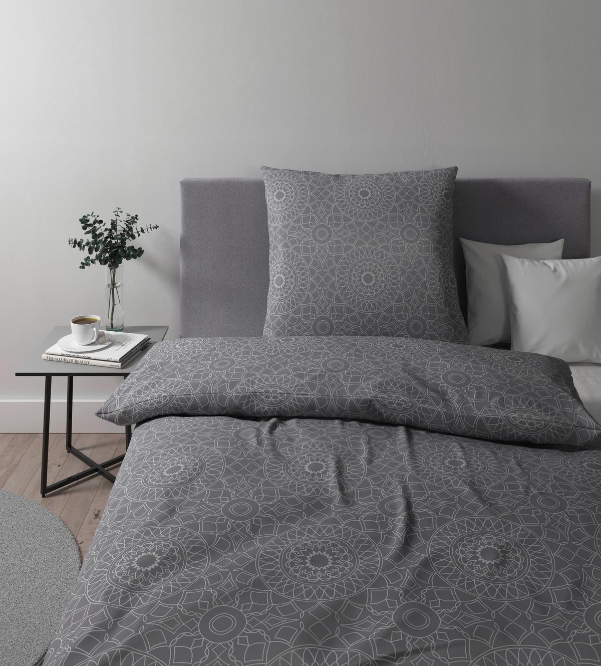 Bettwäsche Elisa in Grau ca. 135x200cm - Beige, MODERN, Textil (135/200cm) - Premium Living