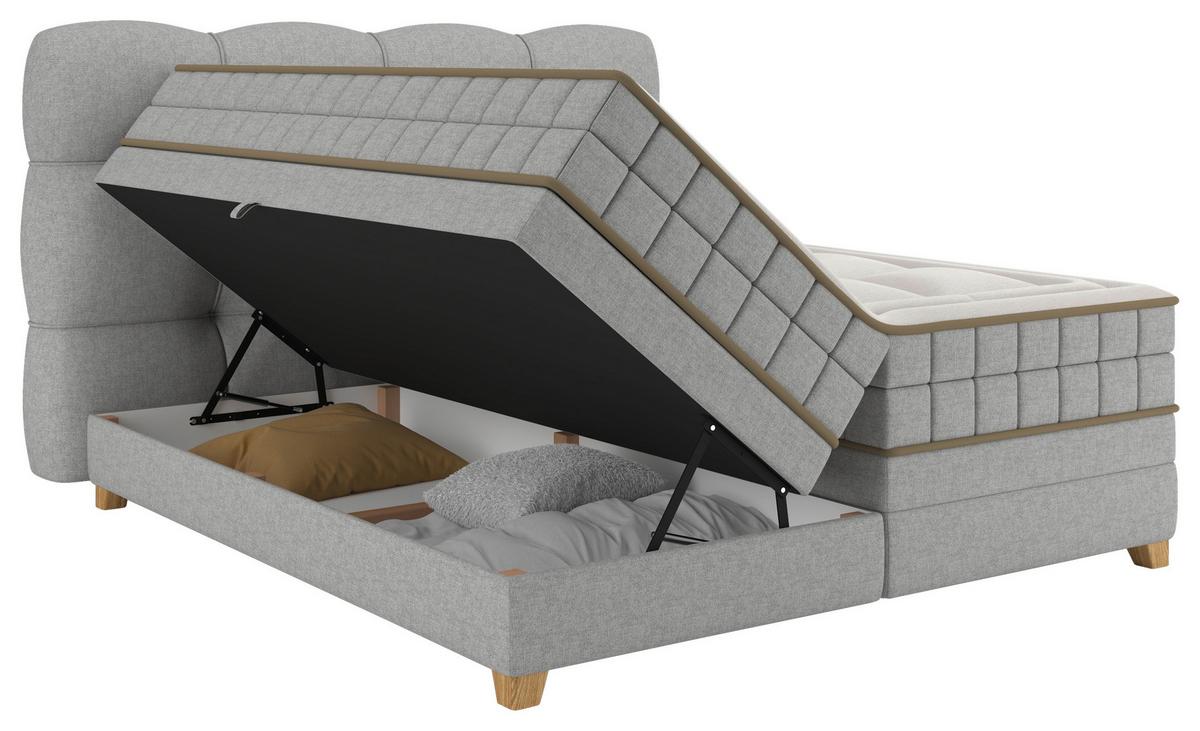 Boxspringbett Bianco Taupe ca. 180x200cm - Taupe, Konventionell, Holz/Holzwerkstoff (180/200cm) - Premium Living