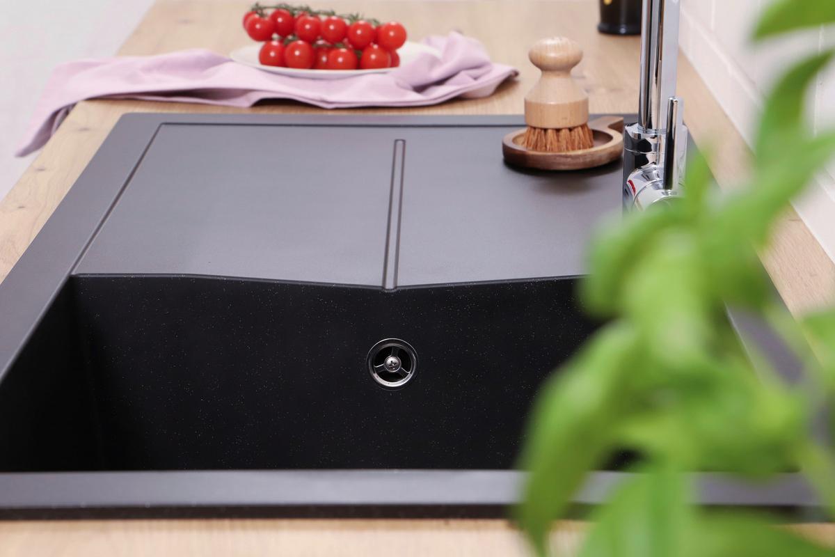 Pomivalno Korito Cleveland, 86x50cm - črna, Basics, kamen/umetna masa (86/21,4/50cm) - Respekta