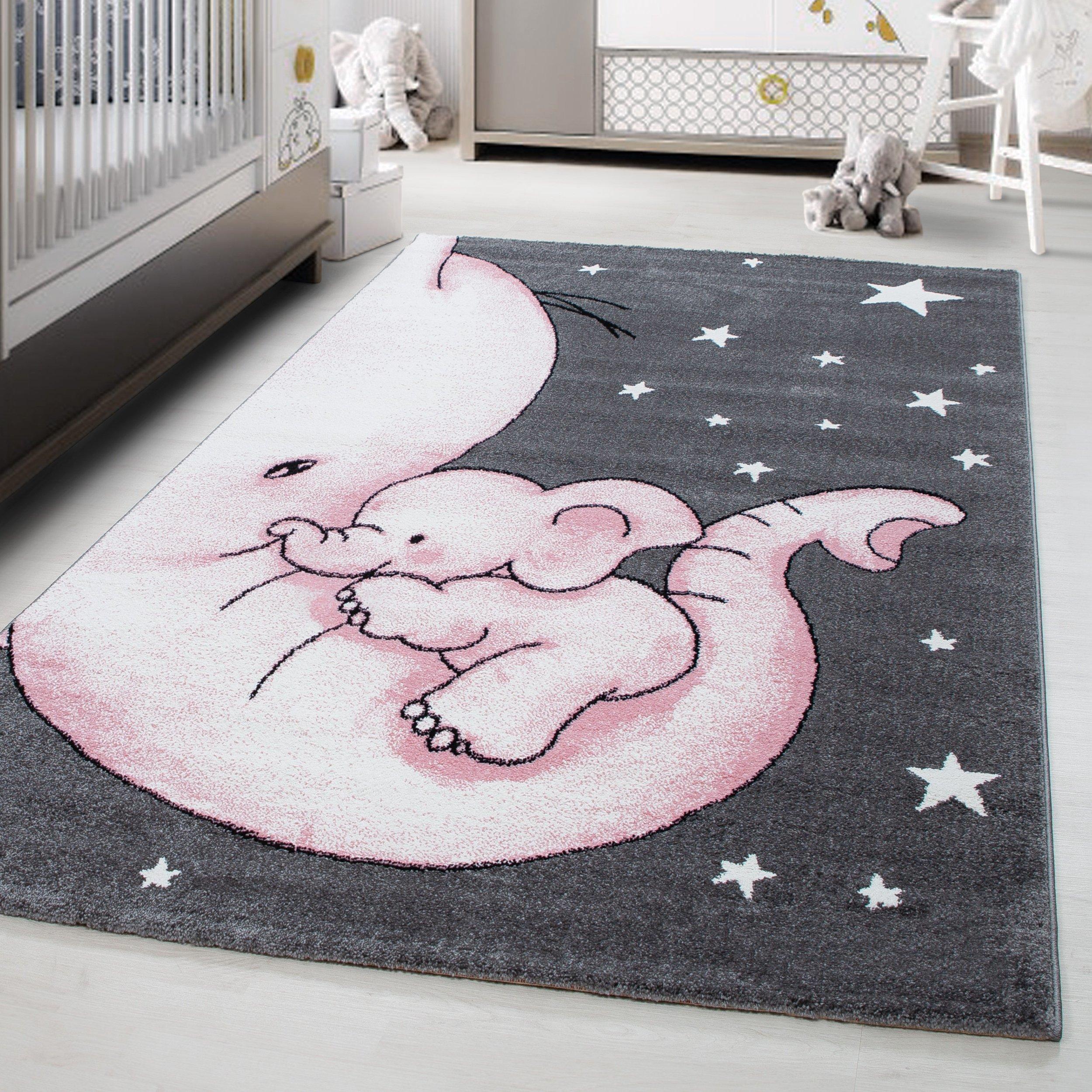Kinderteppich Kids Grau/Weiß/Pink ca. 80x150cm - Pink/Weiß, Trend, Textil (80/150cm)