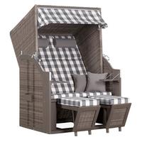 Strandkorb ca. 120x160x80 cm Grau/Karo - Basics, Holz (120/160/80cm) - Gardenson