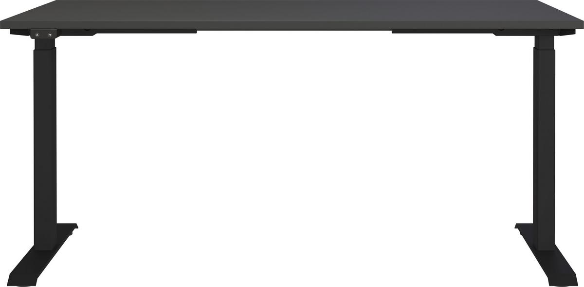 Schreibtisch Ribera in Graphitfarben/Schwarz - Graphitfarben/Schwarz, MODERN, Holzwerkstoff/Metall (160/80/72-120cm) - Premium Living