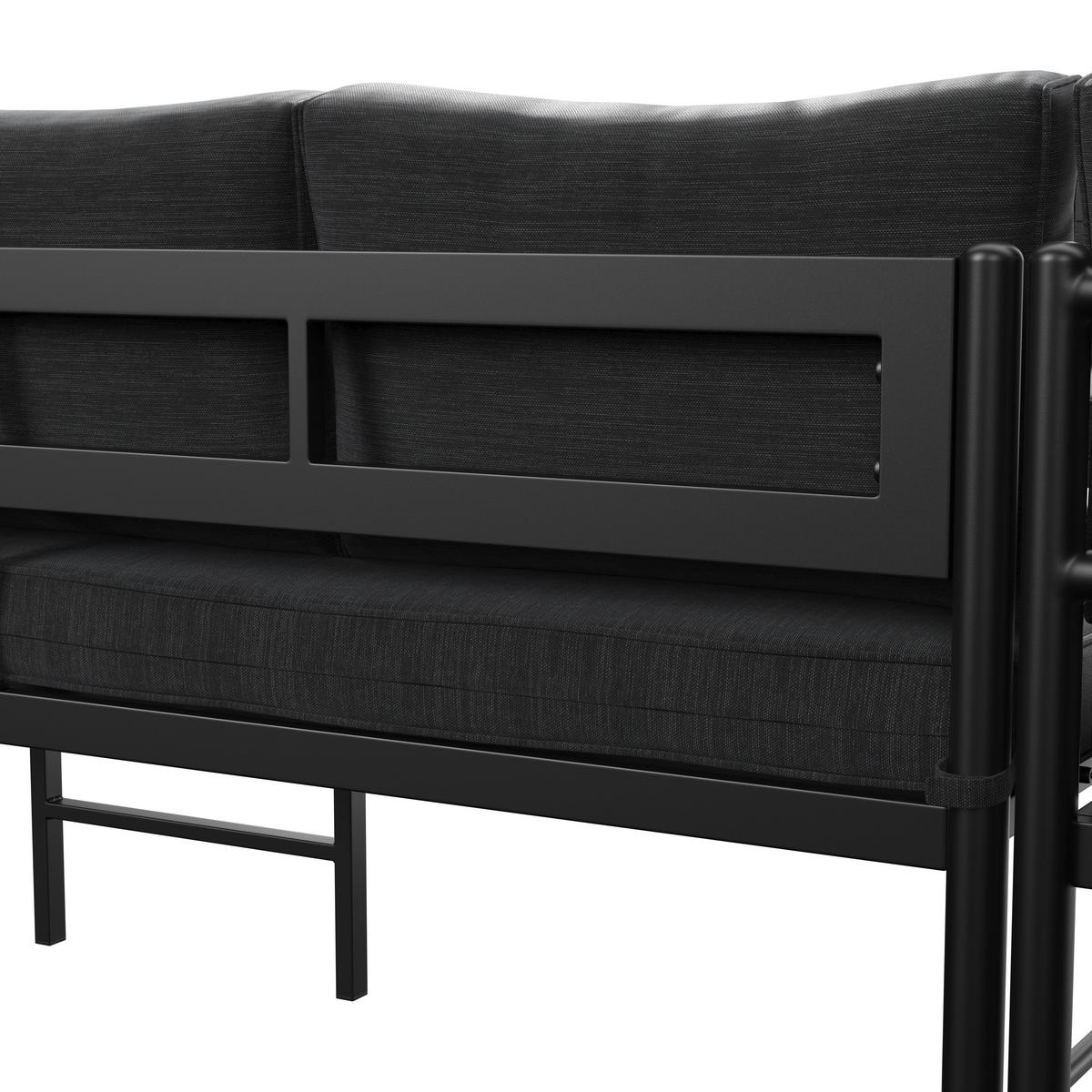 Dining-Loungeset Polly Schwarz Outdoorstoff/Metall - Hellgrau/Schwarz, MODERN, Kunststoff/Textil - Bessagi Garden