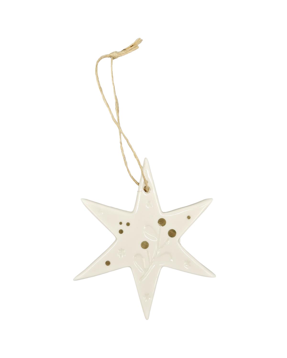 Dekohänger Kessie Weiss/Goldfarben - Weiss/Goldfarben, Konventionell, Keramik/Textil (7,7/8,5/0,5cm) - Mömax