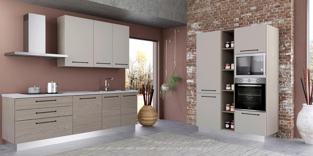 Blok Kuhinja S Aparatima Line 390 - siva/hrast sivi, Konvencionalno, drvo/metal (390/216-240/60cm) - Mömax