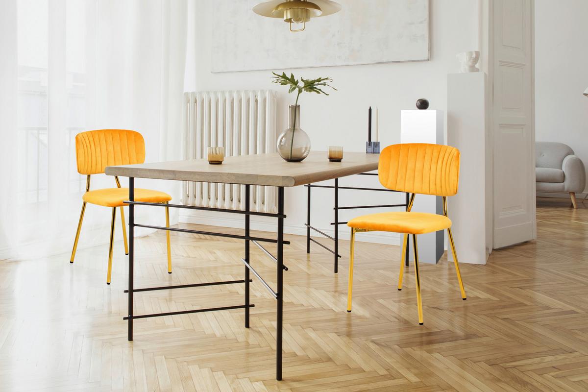 SET DE CHAISES GISELLE 125 - orange/doré, Design, métal/matière synthétique (47/80/51cm) - Kayoom