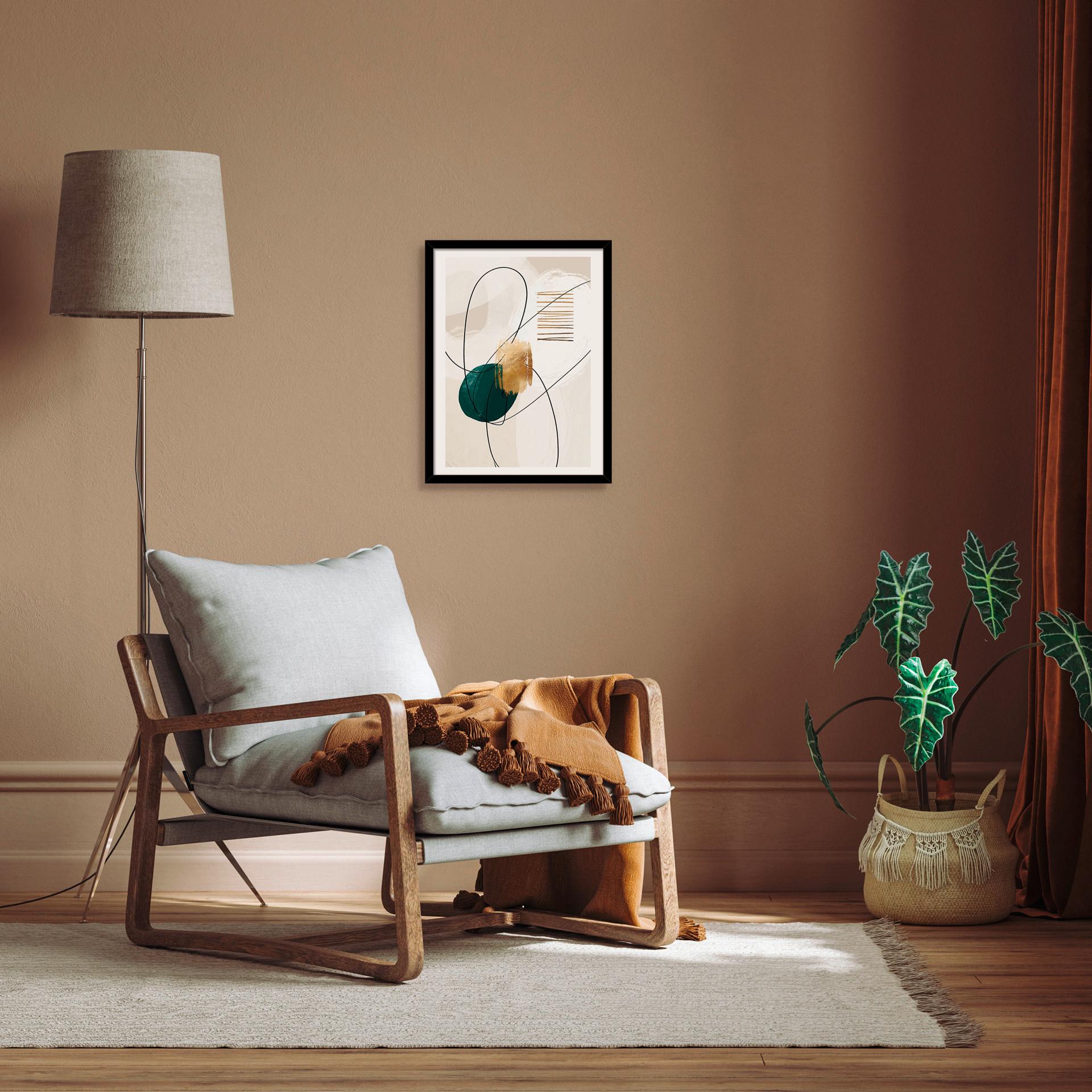 Slika Vous I - zlate barve/črna, papir/leseni material (30/40cm) - Modern Living