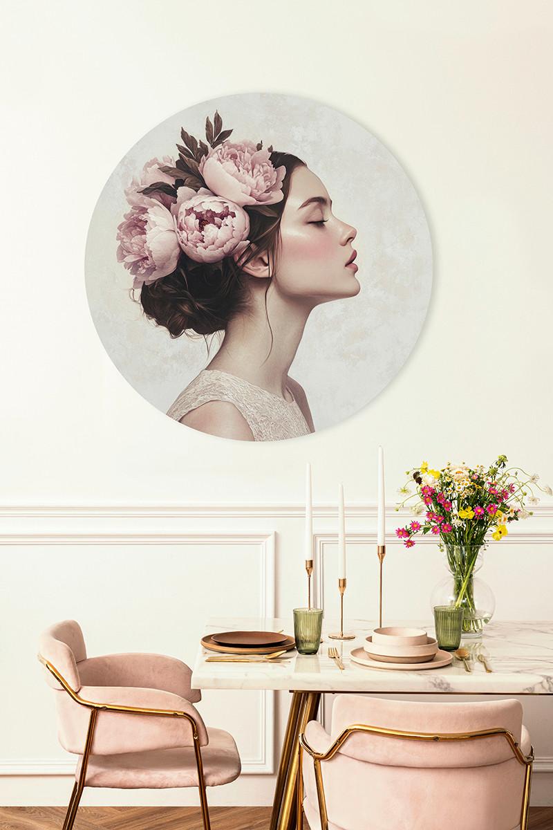 METALLBILD WOMAN WITH PEONY FLOWERS - Basics (120/0,3cm)