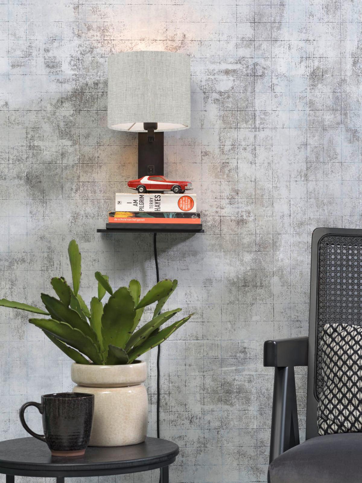 Stenska Svetilka Andes, Naravna Barva, Črna - črna, Trend, tekstil/les (19/24/36cm) - Good & Mojo