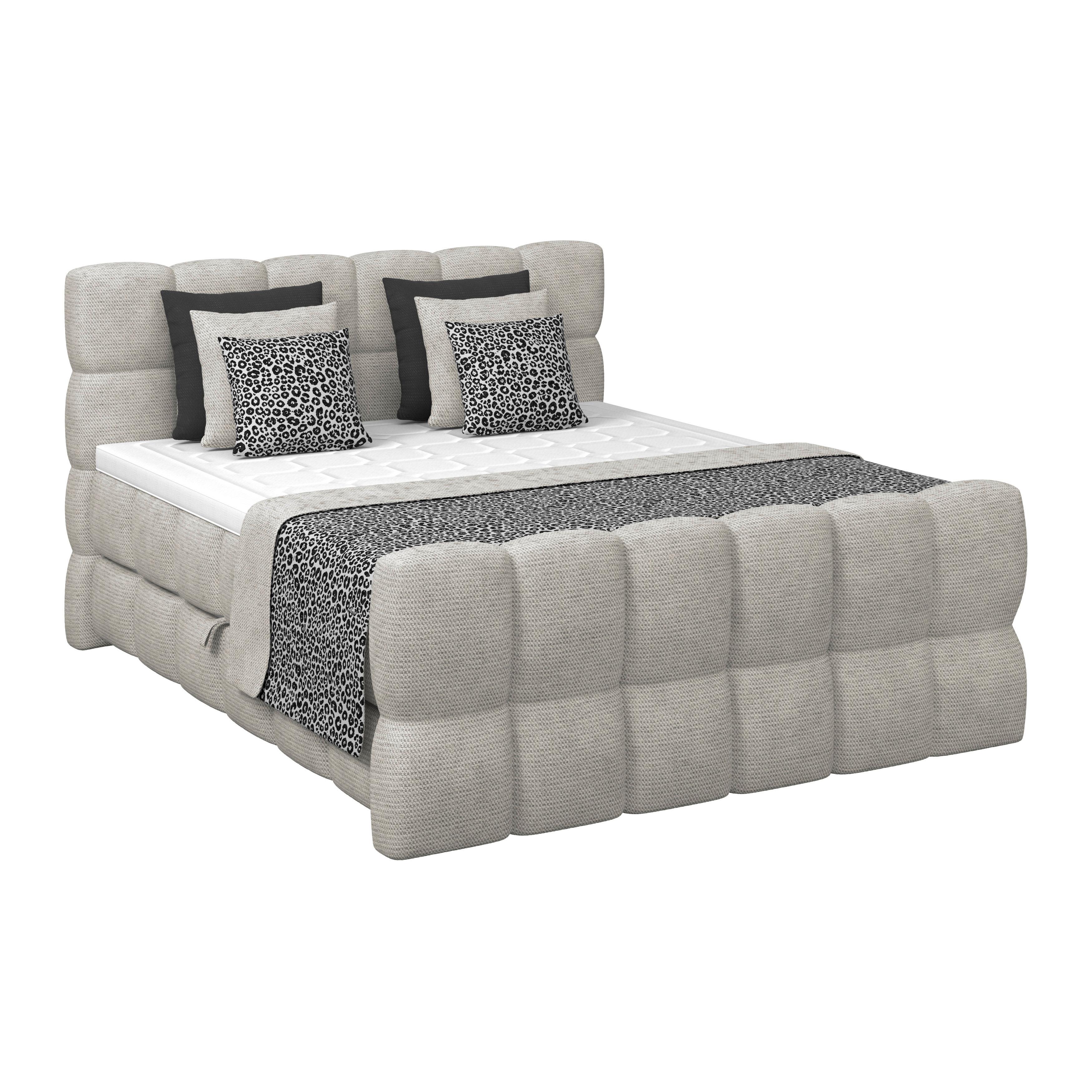 Postelja Boxspring Brisbane, Ekru Barva, 180x200 - črna/ekru, Trend, umetna masa/tekstil (180/200cm) - Premium Living
