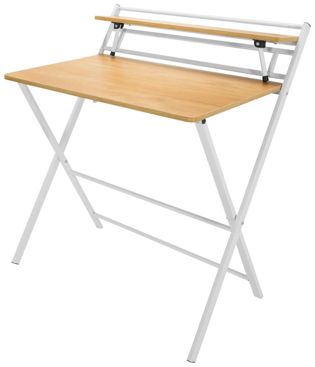 Pisalna Miza Easy Clap, Bela, Barva Hrasta - barve hrasta, Basics, kovina/leseni material (84/60/92cm) - MID.YOU