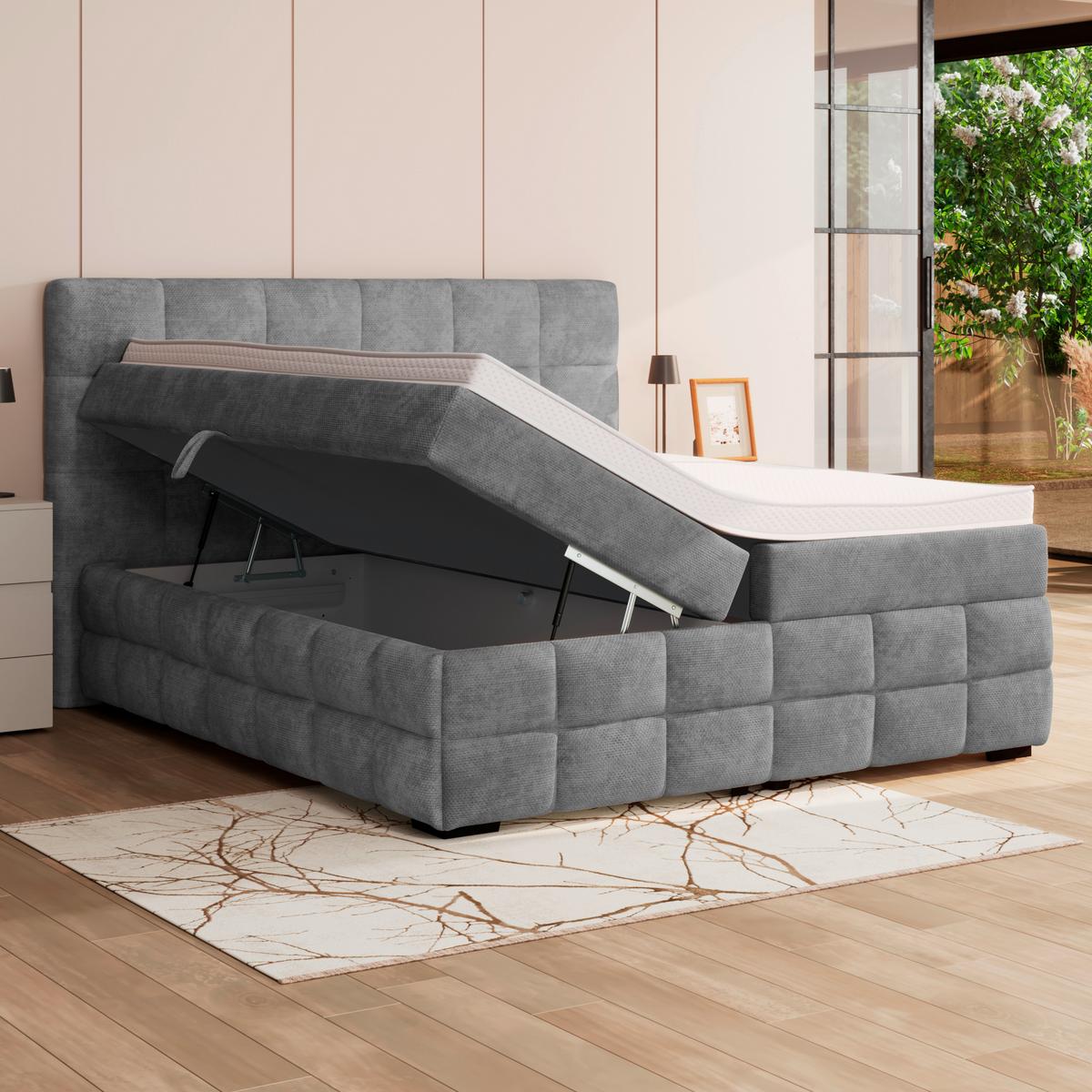 PAT BOX VEGA - verde/gri, Trend, lemn/textil (200/200cm) - Modern Living